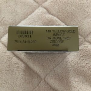 14k yellow gold 4mm CZ ear piercing studs